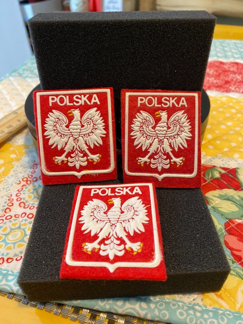 Set of 3 Polish Coat of Arms Poland Polska Patch Badge Felt Material
